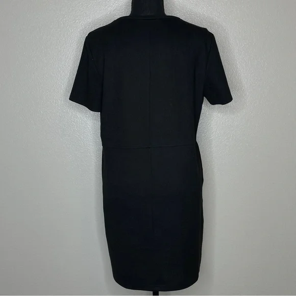 Zara Faux Suede Black Midi Dress with‎ Pockets Size M - Picture 4 of 9
